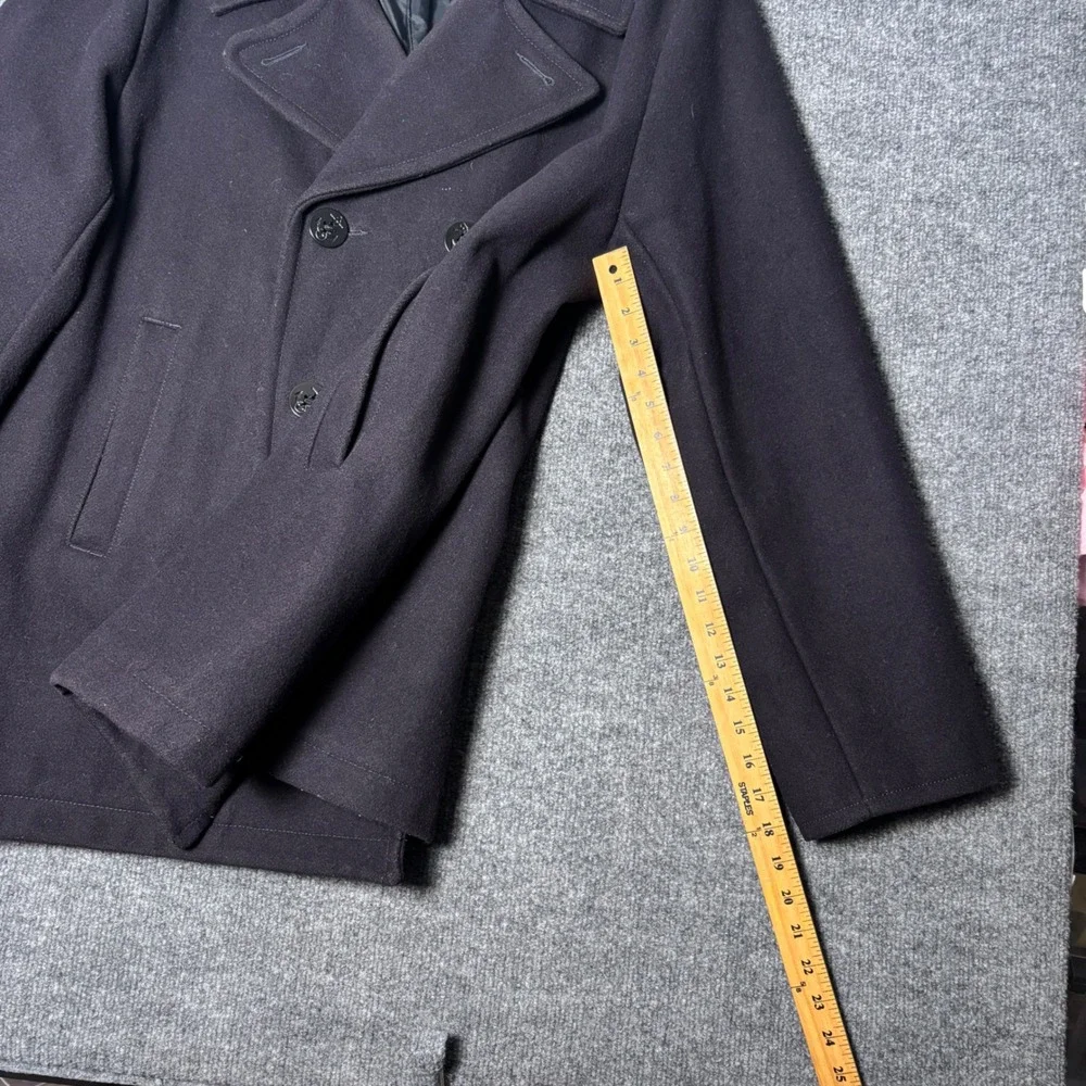 Lands End Mens Wool‎ Blend Pea Coat XL 46-48 Navy Blue Double Breasted 392812